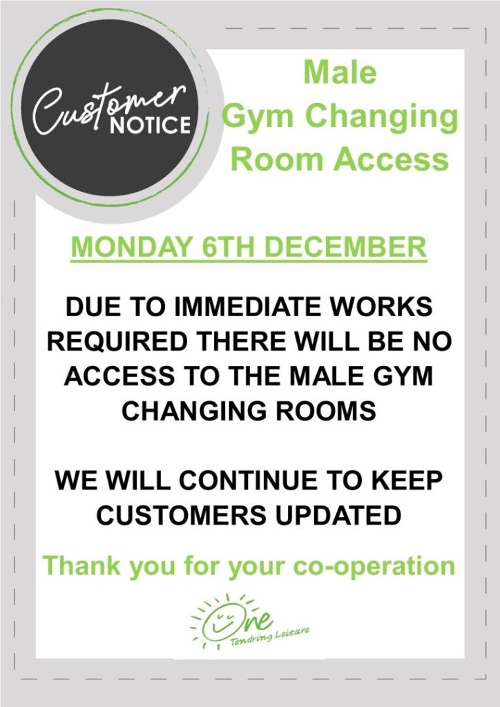 gym changing rooms in males closed